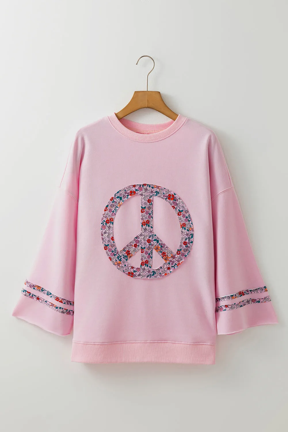 Peace Drop Shoulder Wide Sleeve Casual Top