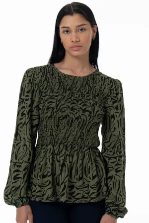 Peplum Blouse _ 157799 _ Olive