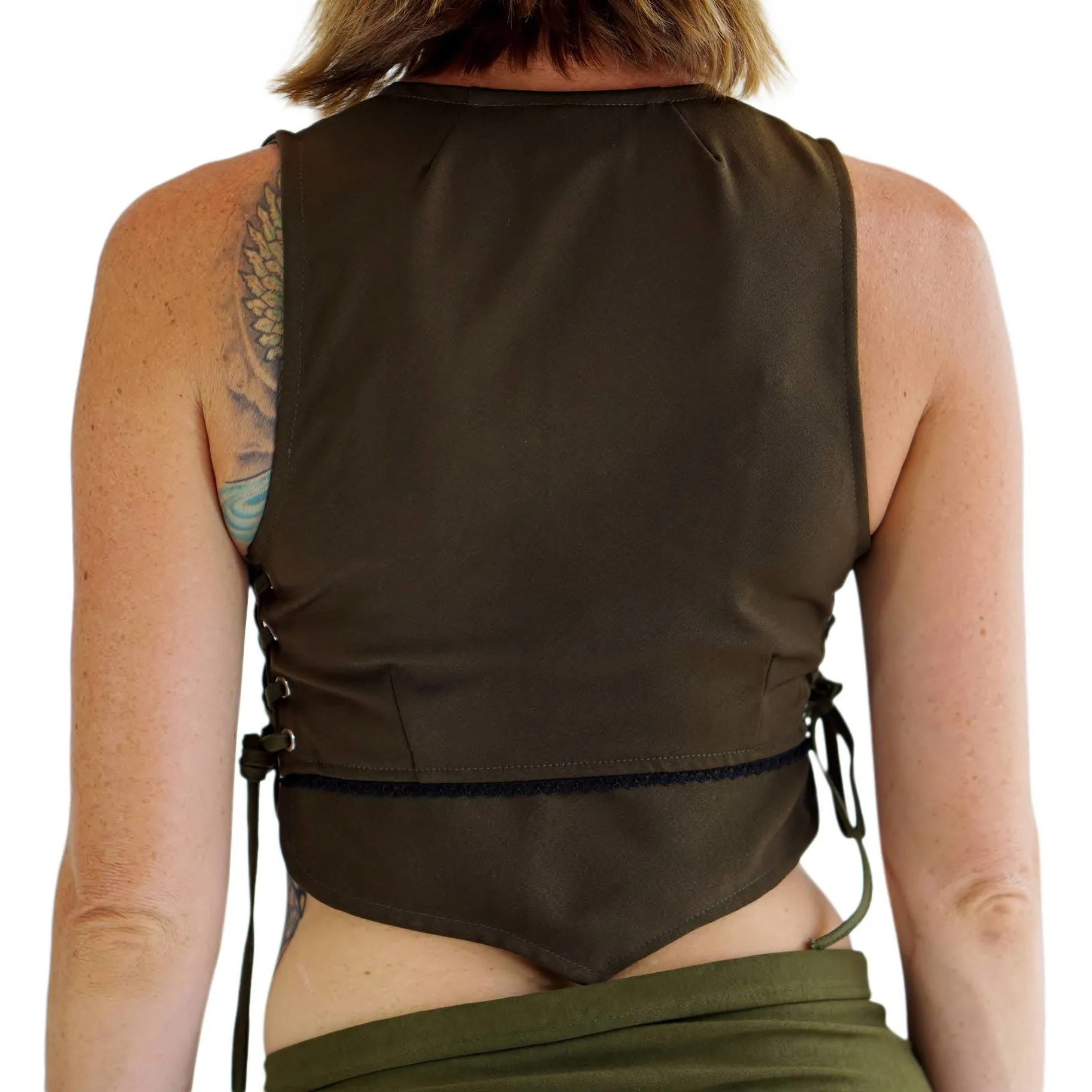 'Petal Vest' Boho  Festival - Army Green