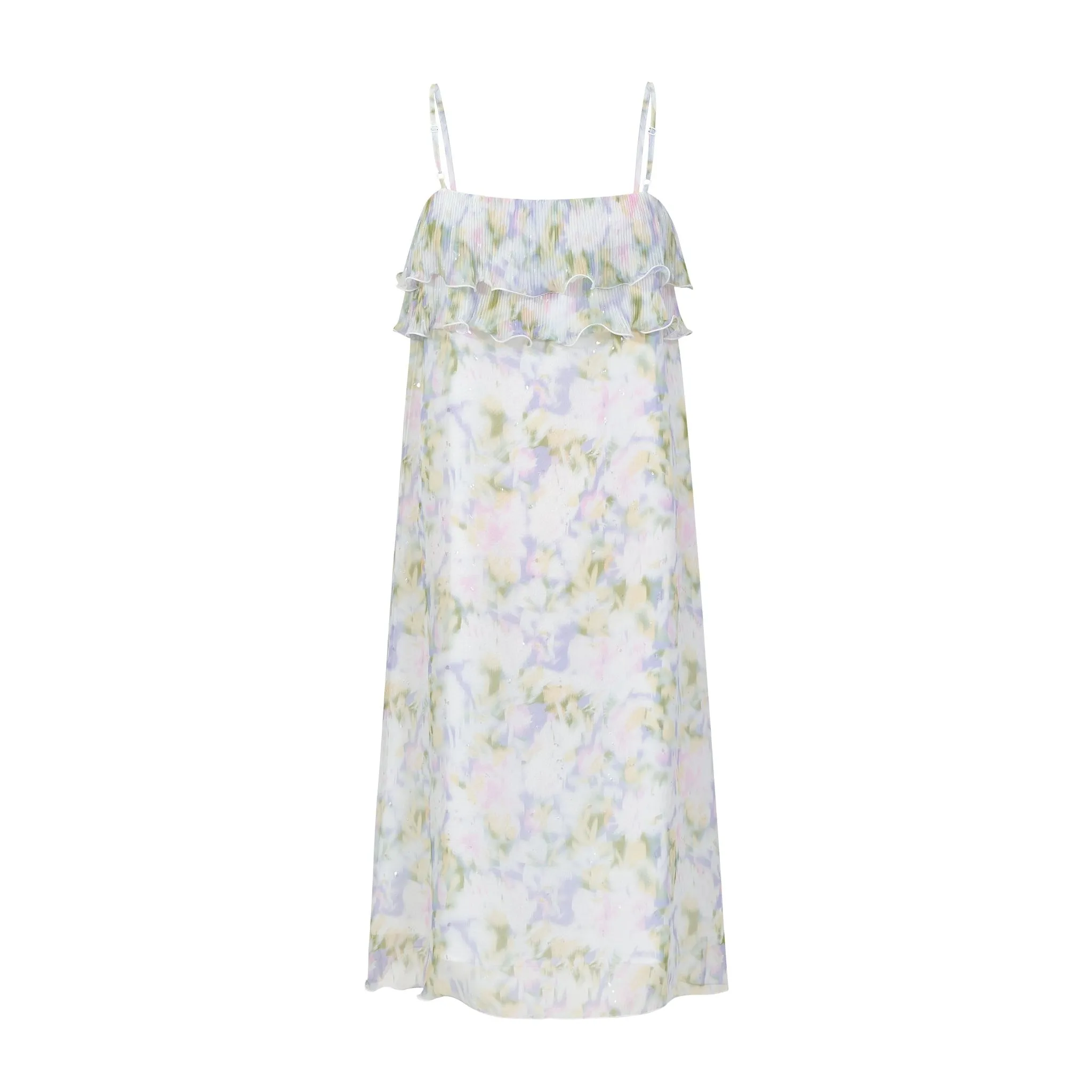 Pink and Green Hot Gold Printed Halter Dress