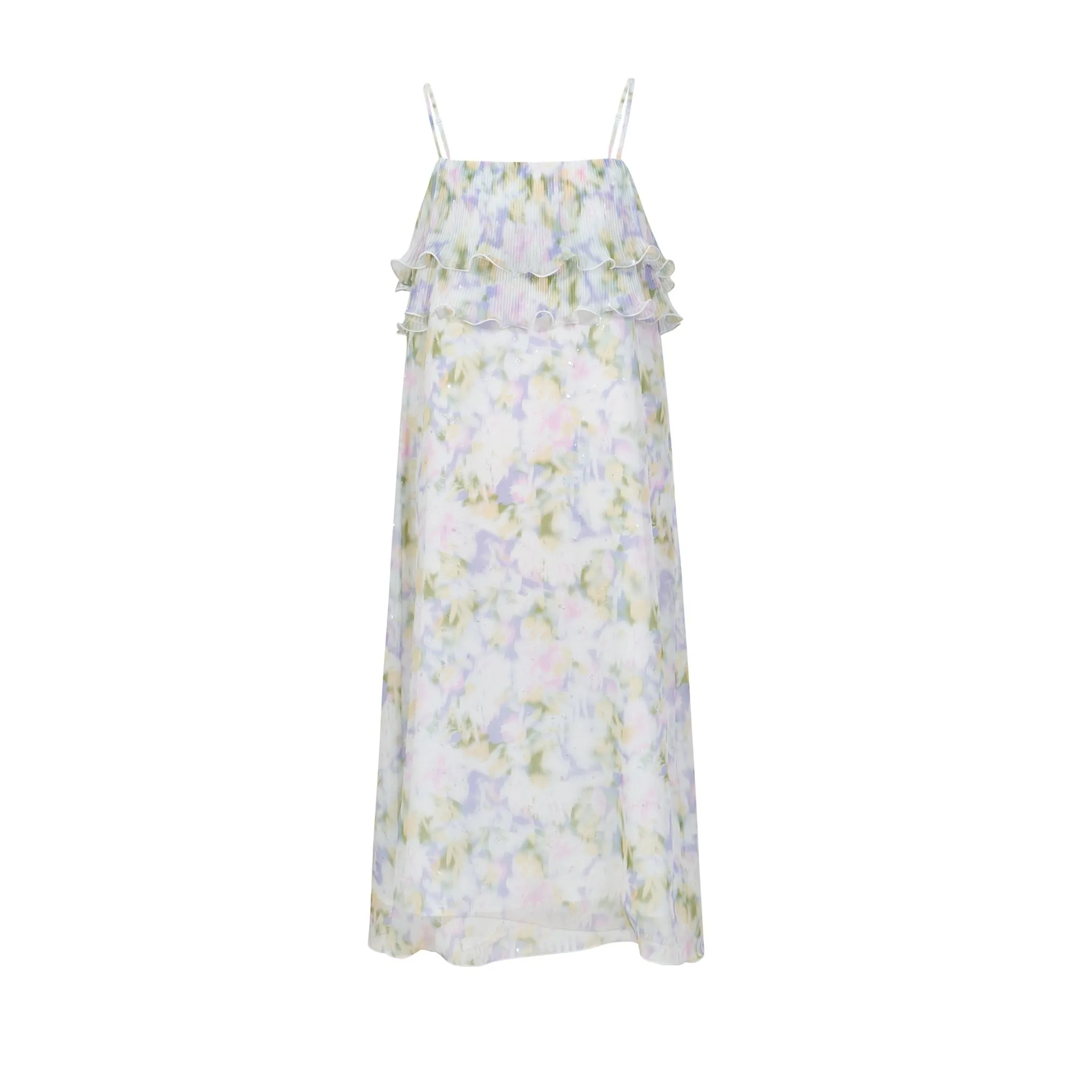 Pink and Green Hot Gold Printed Halter Dress
