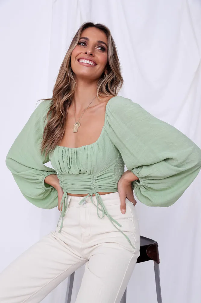 Planting Seeds Crop Top Green