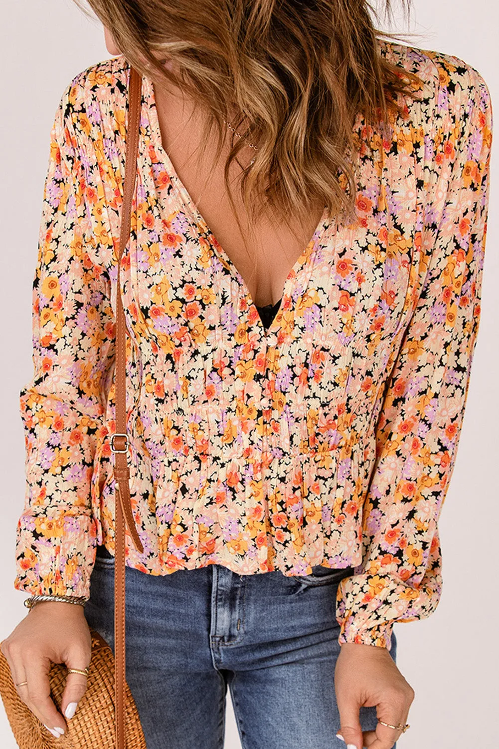 Plunge Peplum Blouse