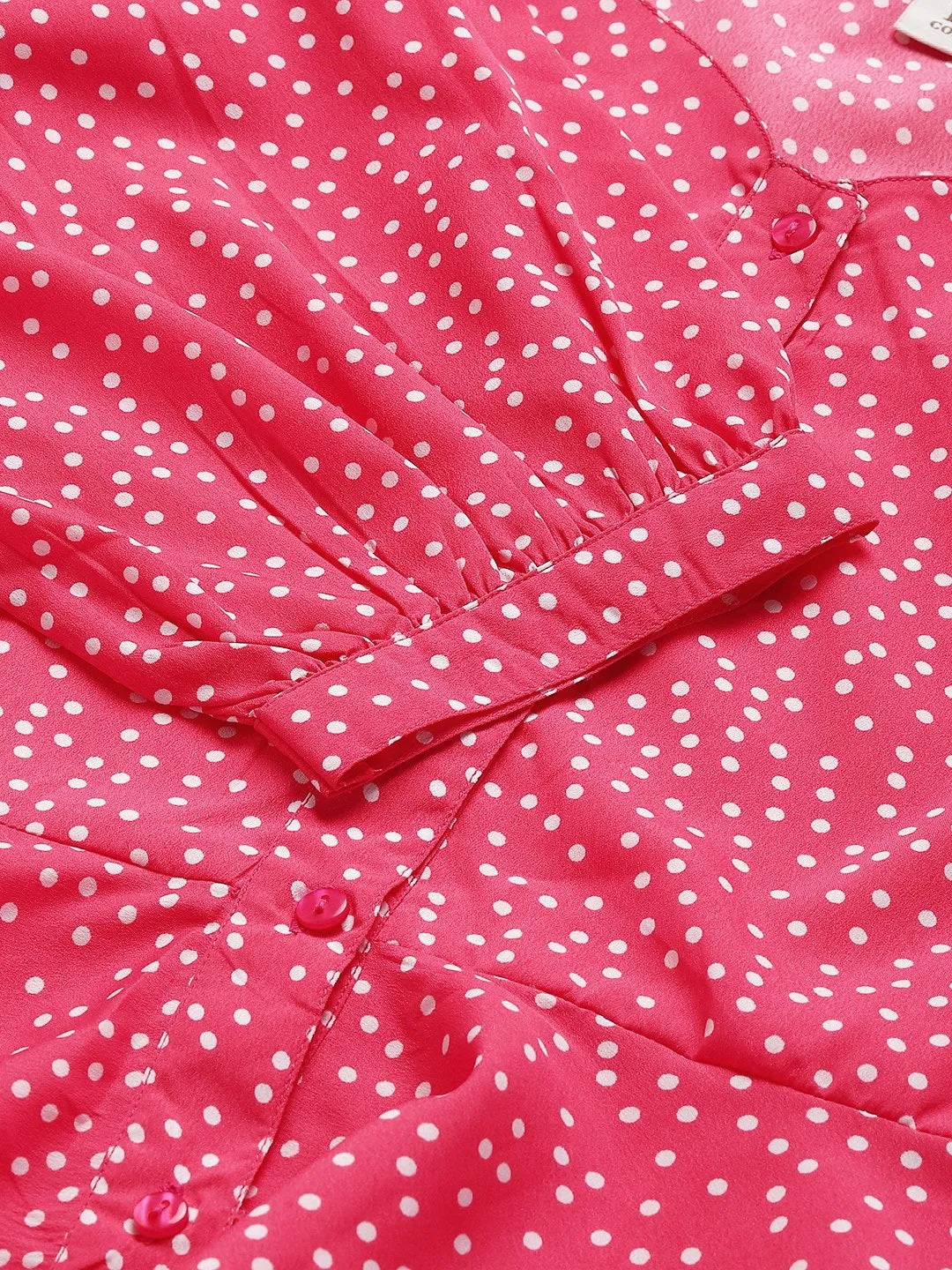 plusS Pink  White Polka Dots Print Sweetheart Neck Peplum Top