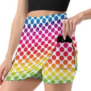Polka Dot Shorts Skirt Womans Light Proof Trouser Skirts Tennis Skirt High Waist Single Pocket A Line Sport Skorts