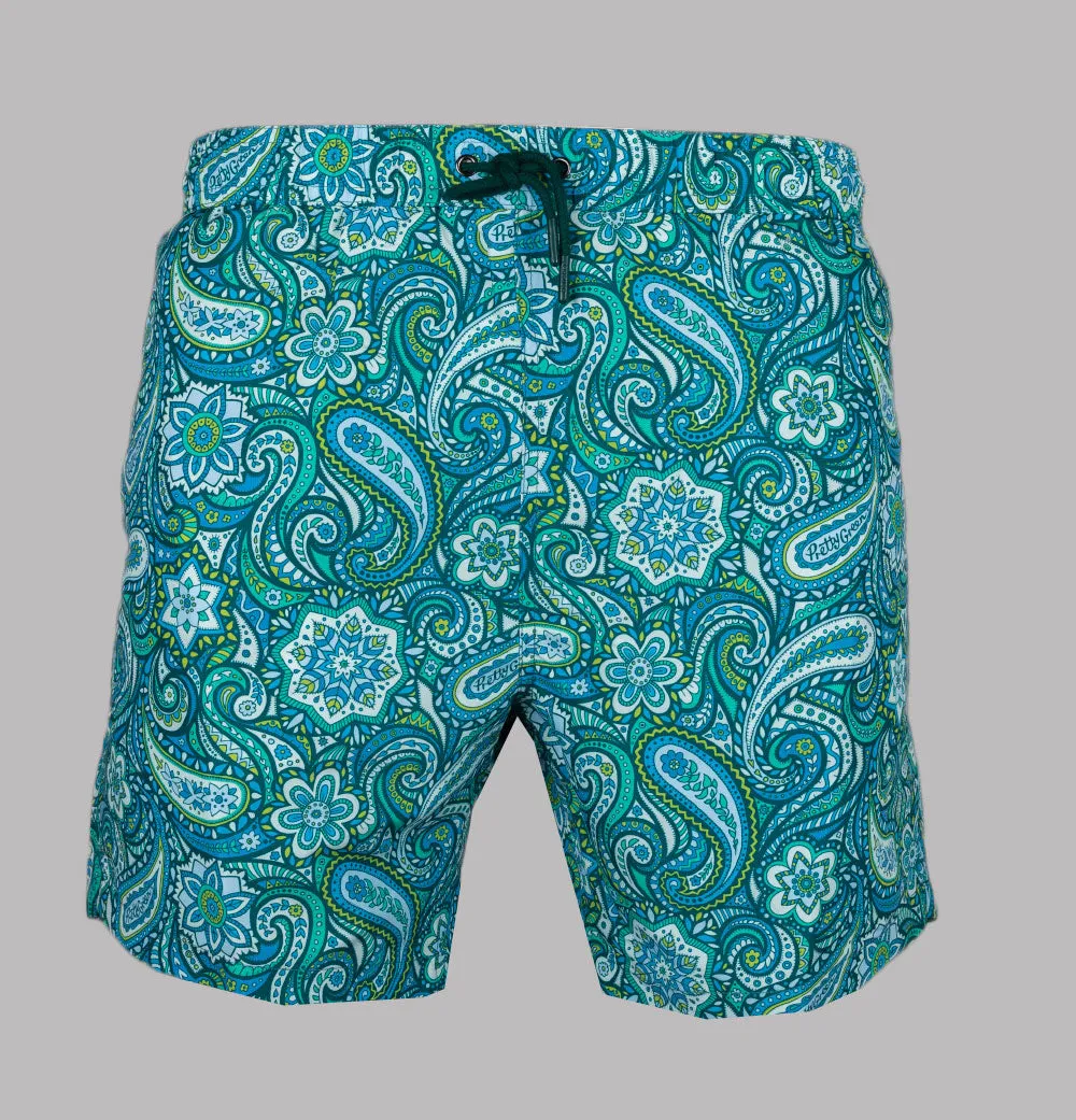Pretty Green Itchycoo Paisley Swim Shorts Green