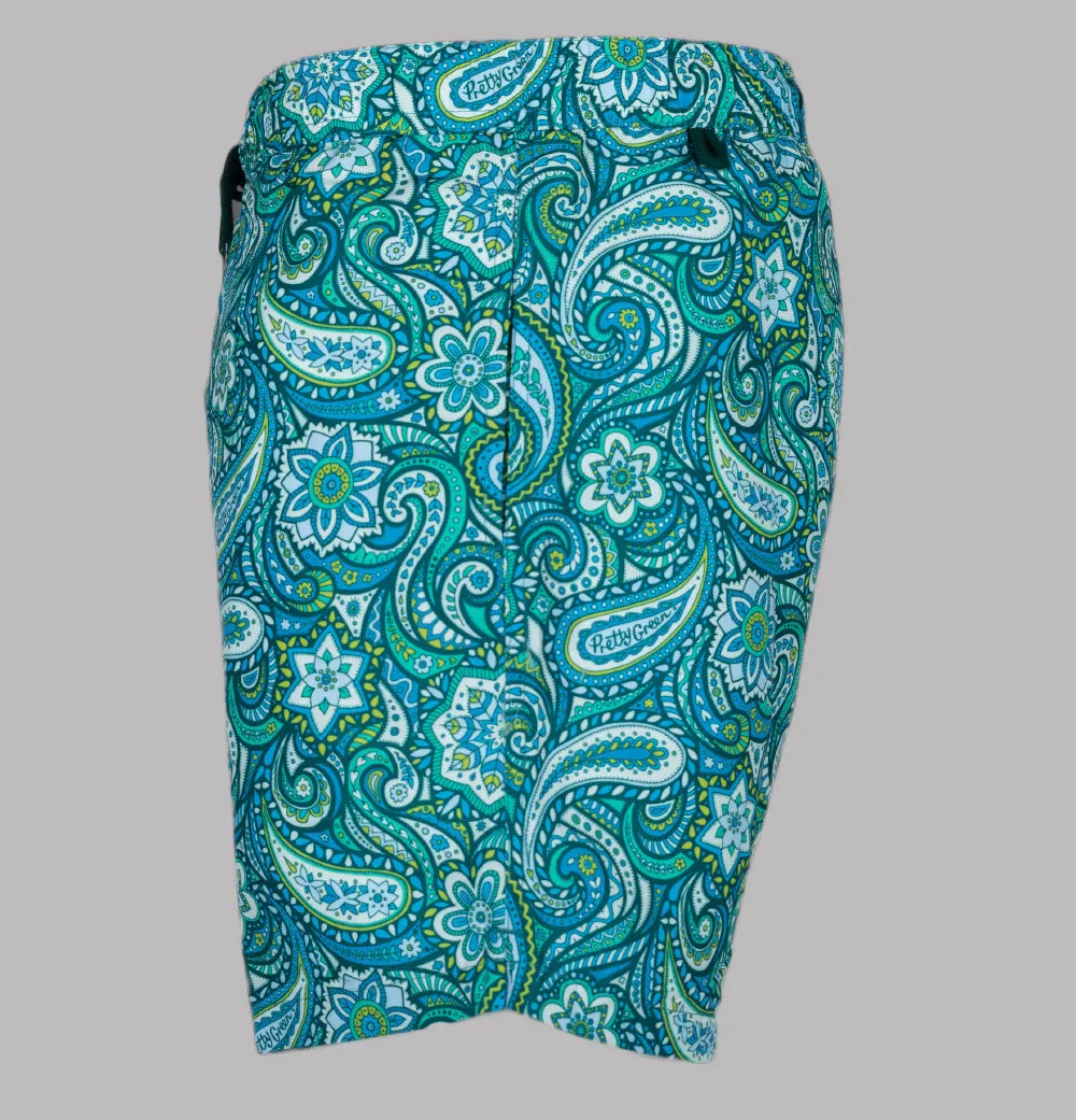 Pretty Green Itchycoo Paisley Swim Shorts Green