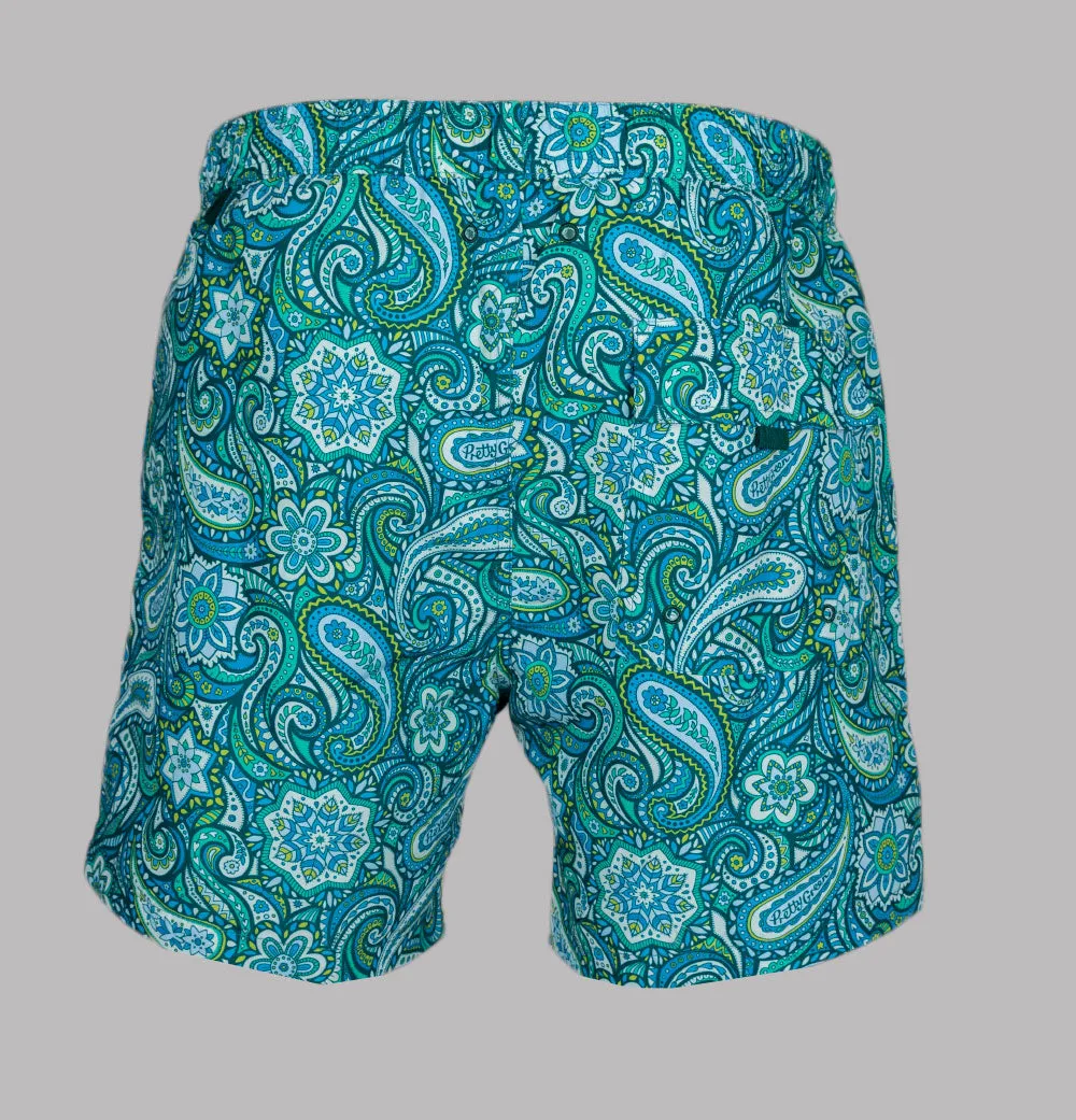 Pretty Green Itchycoo Paisley Swim Shorts Green
