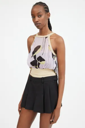 Purple & Multicolour Sheer Printed Cutout Top