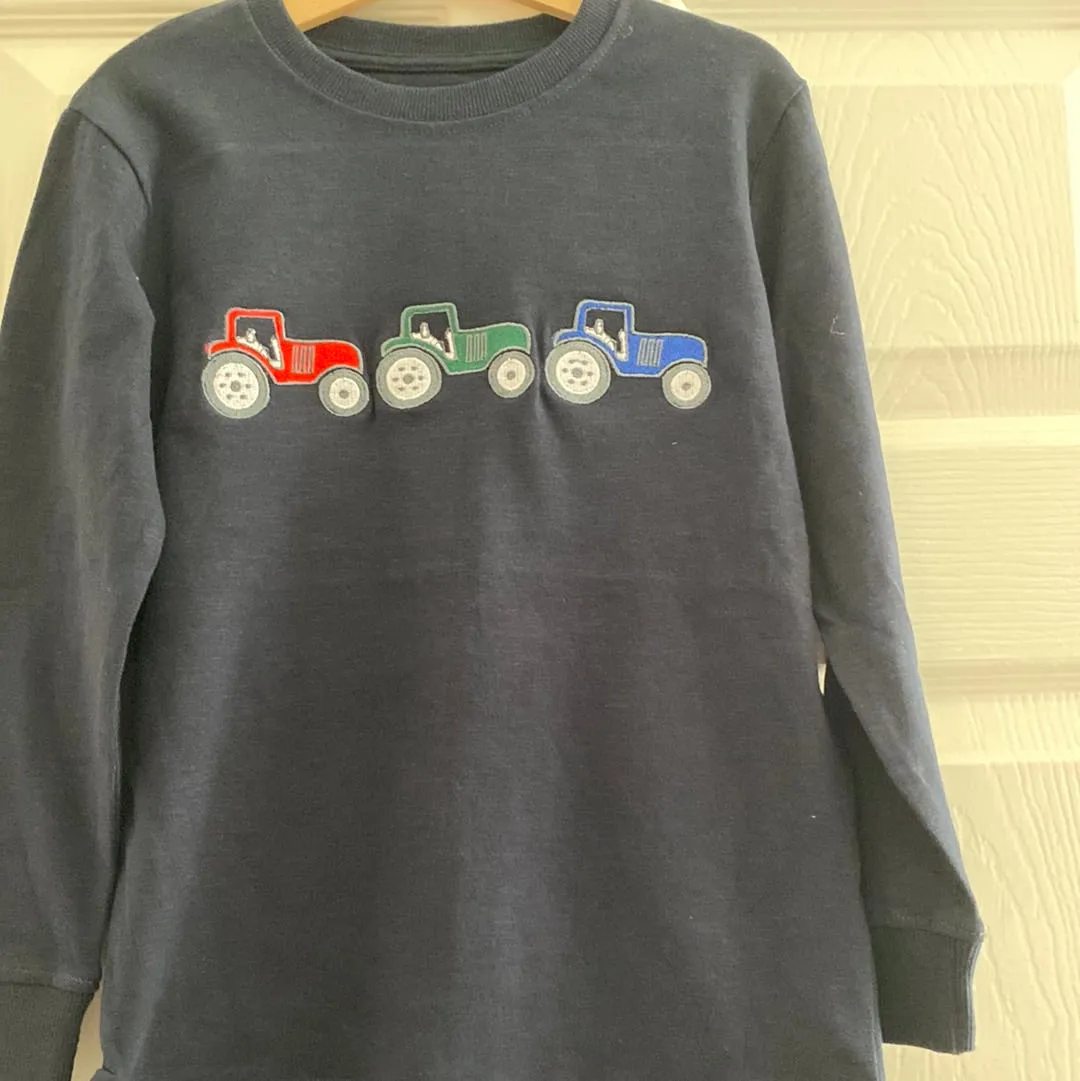Red , green & blue Tractors Long sleeve Top
