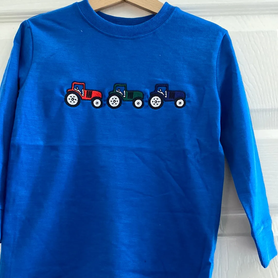 Red , green & blue Tractors Long sleeve Top