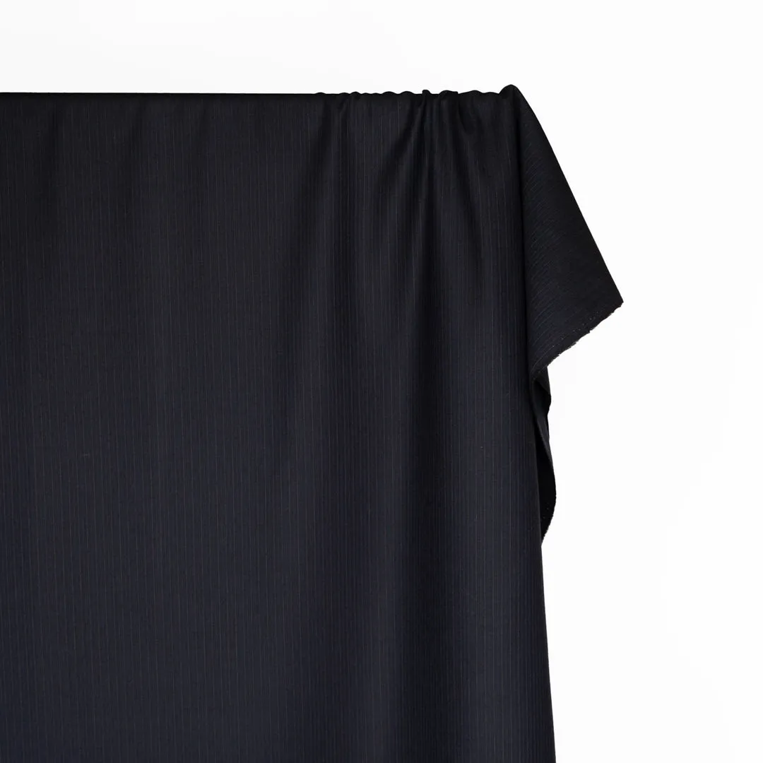 Remnant - 1.7m - Deadstock Pinstriped Wool Blend Suiting - Midnight Blue/Rust