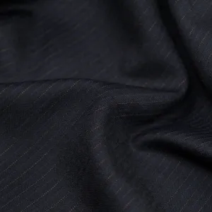 Remnant - 1.7m - Deadstock Pinstriped Wool Blend Suiting - Midnight Blue/Rust