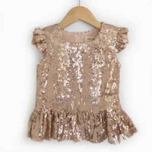 Rose Gold Sequin Peplum Top