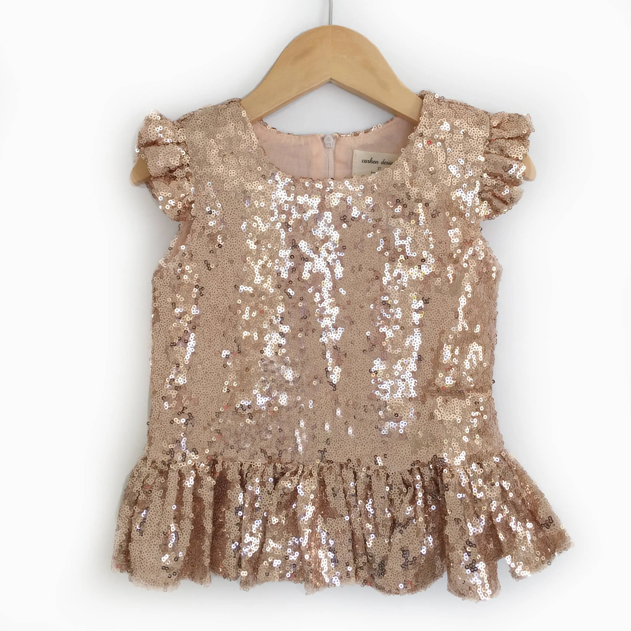 Rose Gold Sequin Peplum Top