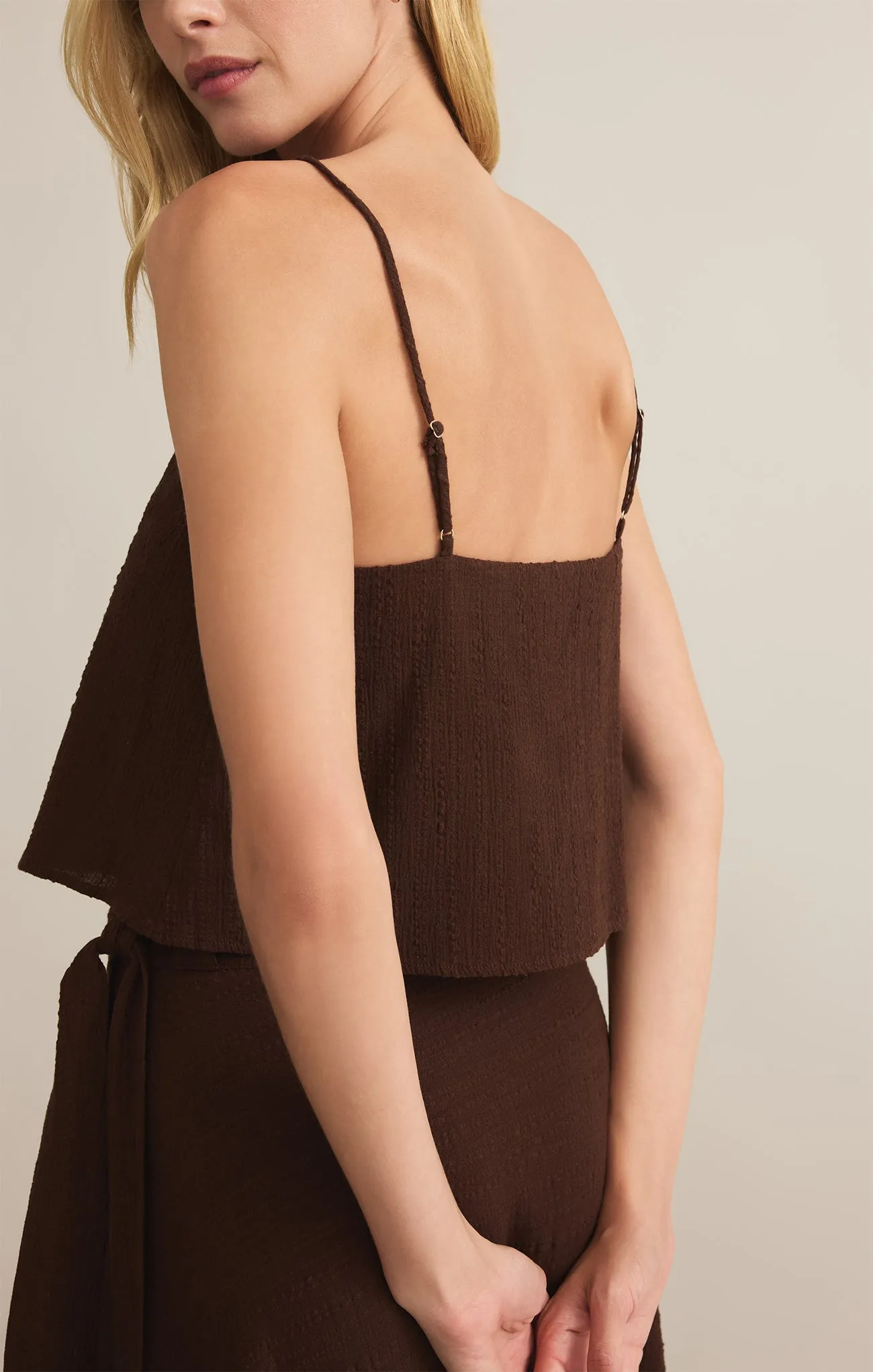 Sabel Textured Cotton Cropped Tank