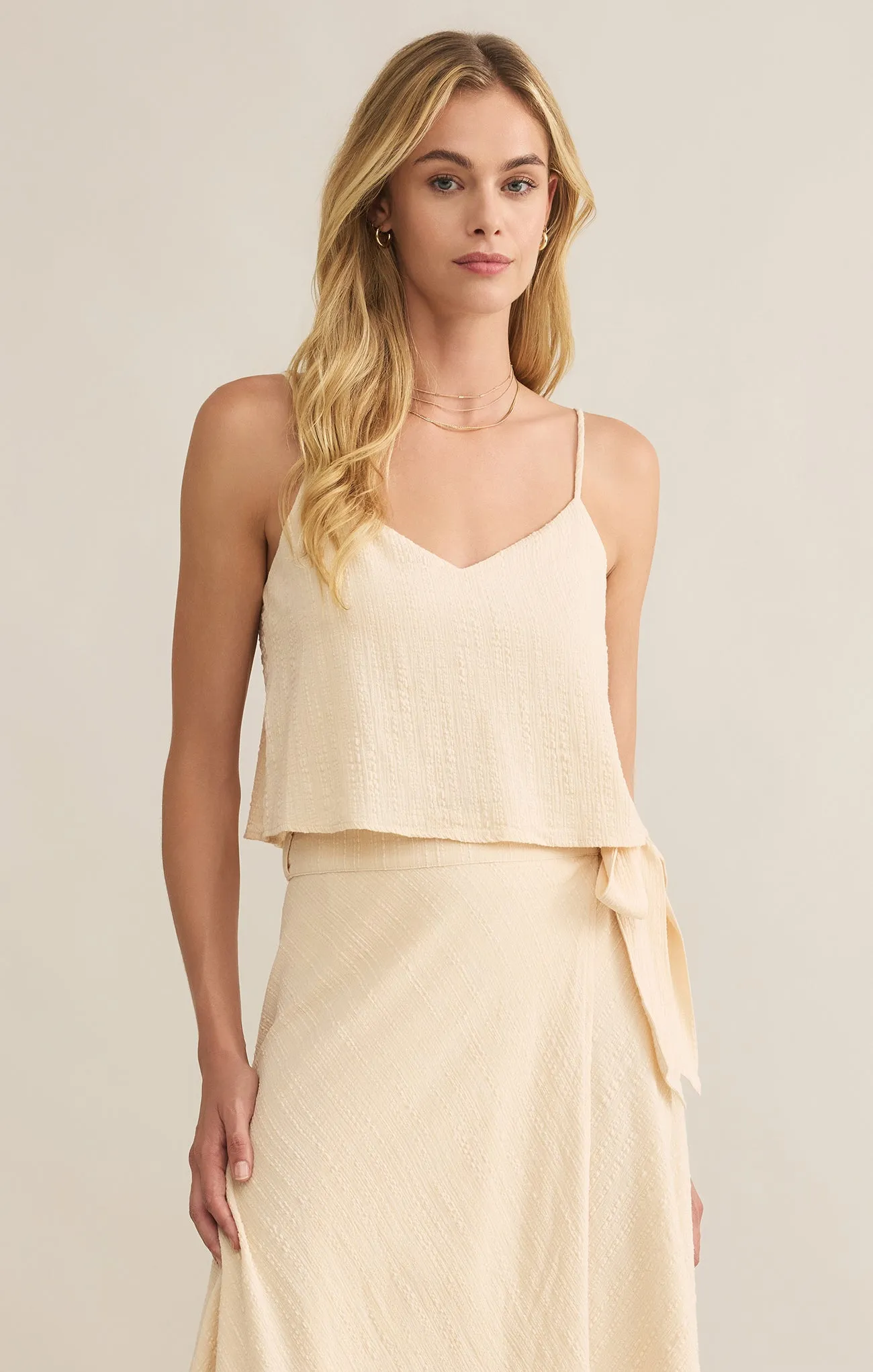Sabel Textured Cotton Cropped Tank