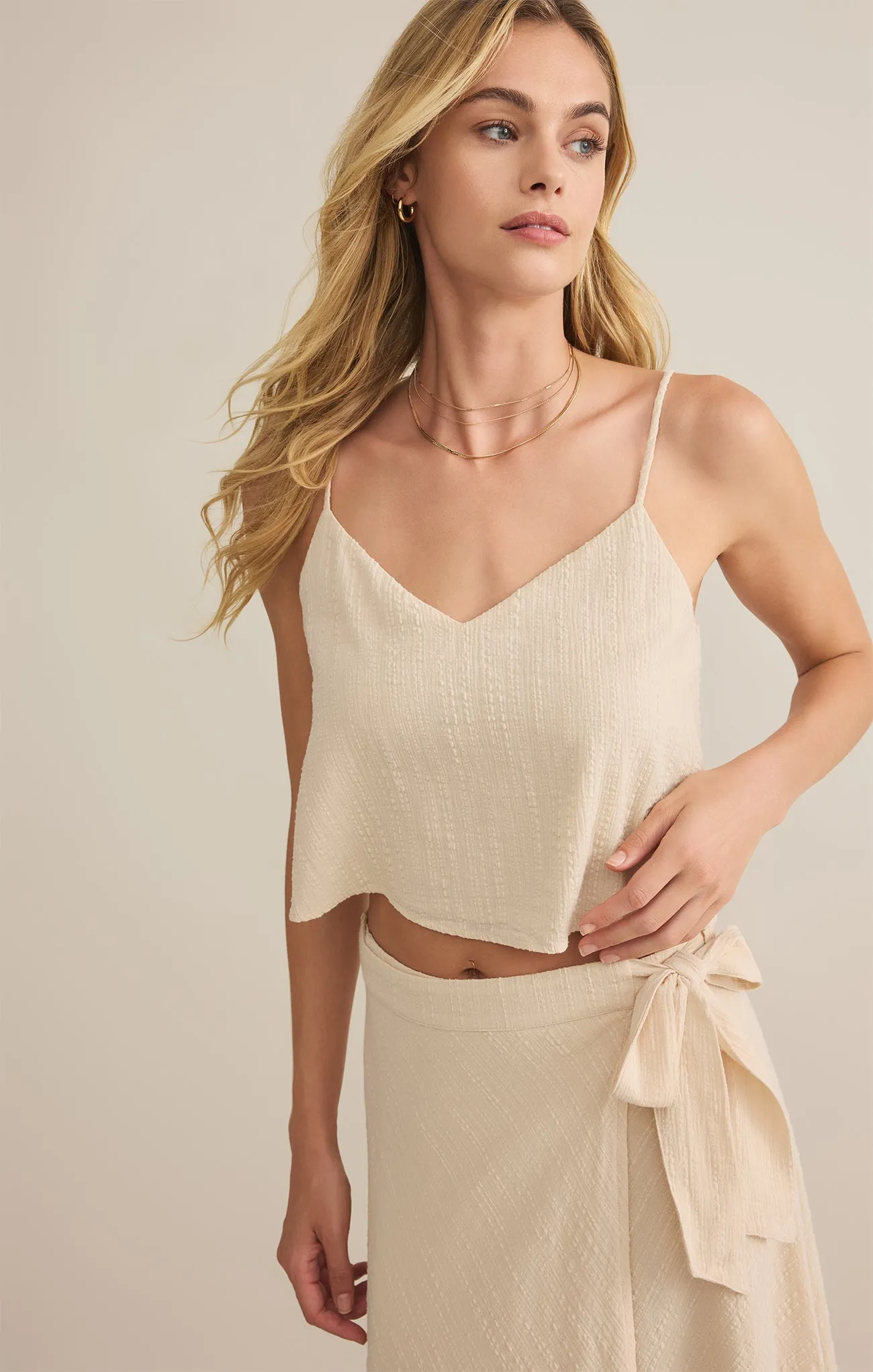 Sabel Textured Cotton Cropped Tank