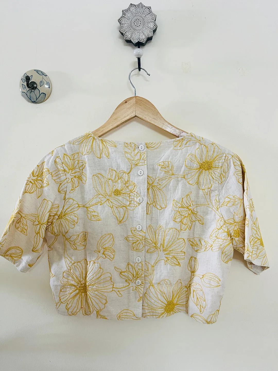 SALE- DORI EMBROIDERY CROP TOP YELLOW