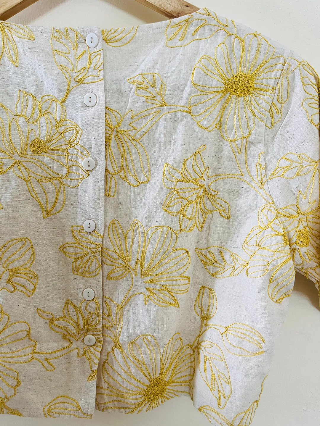 SALE- DORI EMBROIDERY CROP TOP YELLOW