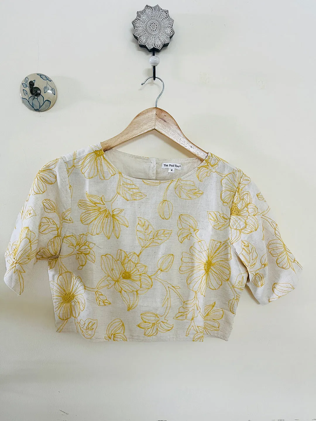 SALE- DORI EMBROIDERY CROP TOP YELLOW