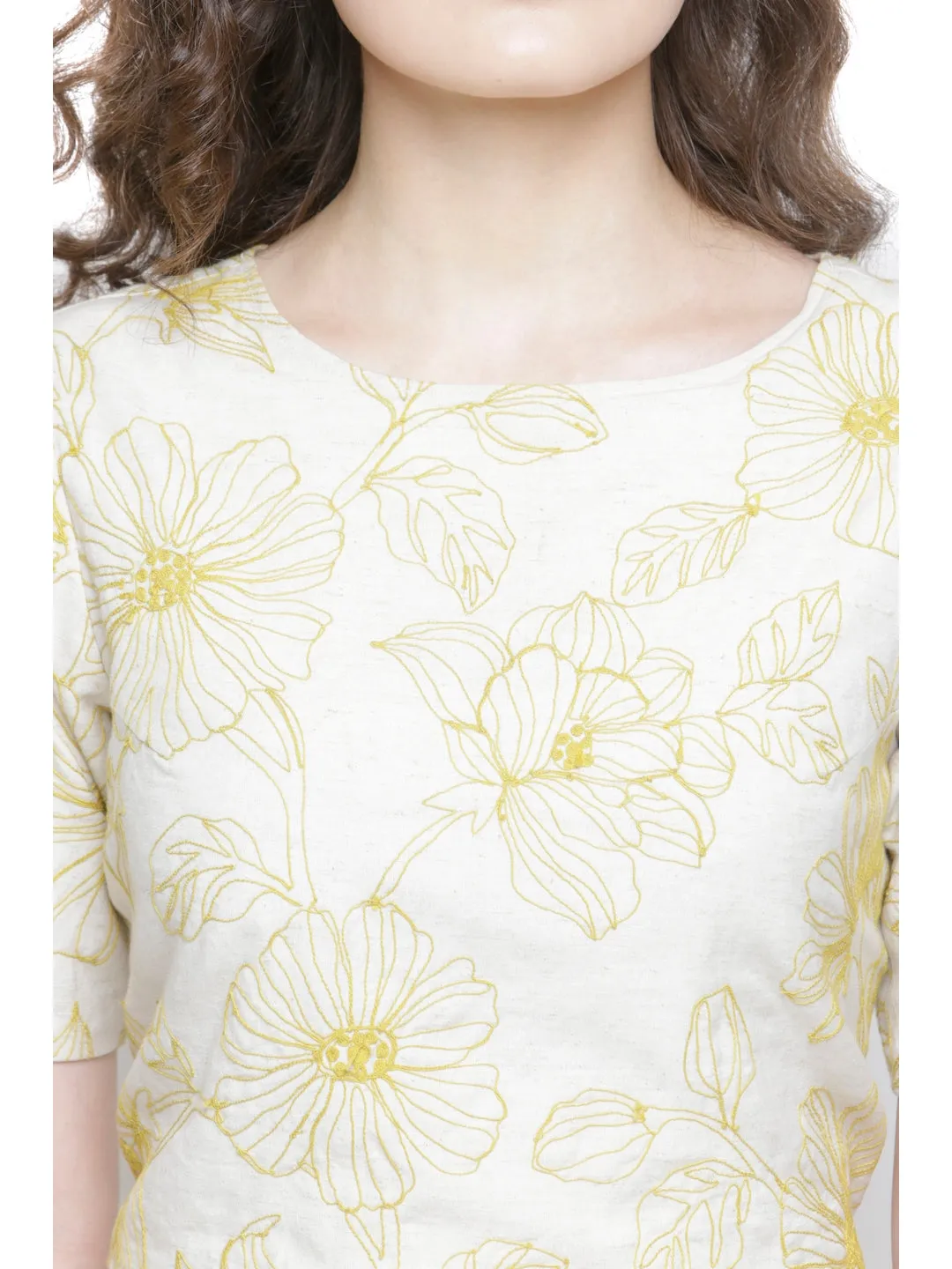 SALE- DORI EMBROIDERY CROP TOP YELLOW