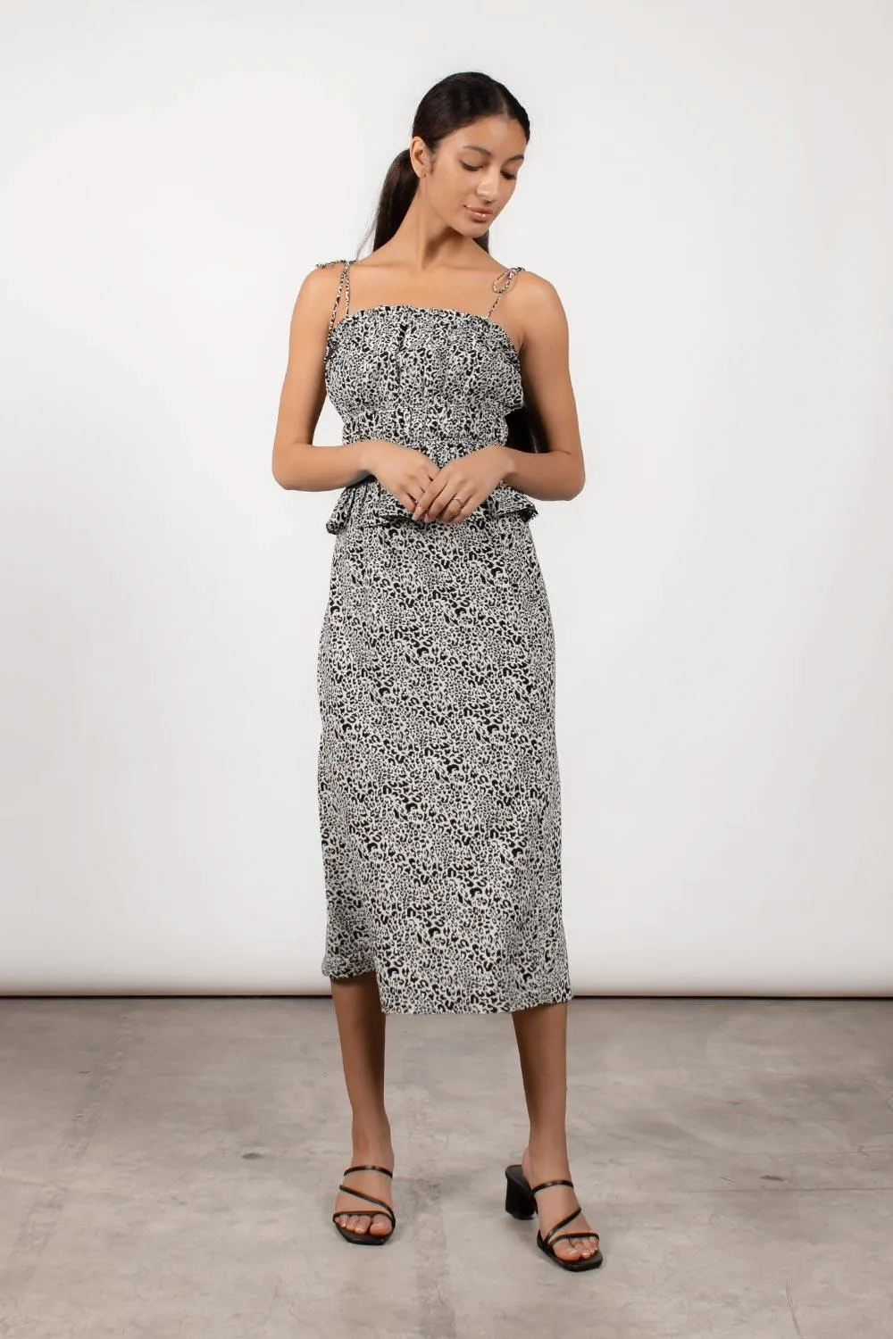 SILK RUCHED CAMI - COVINA LEOPARD