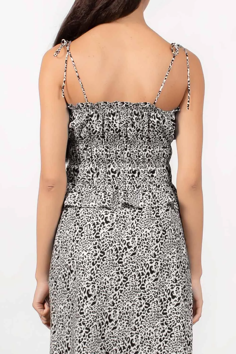 SILK RUCHED CAMI - COVINA LEOPARD