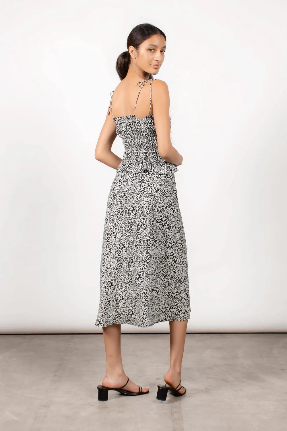 SILK RUCHED CAMI - COVINA LEOPARD