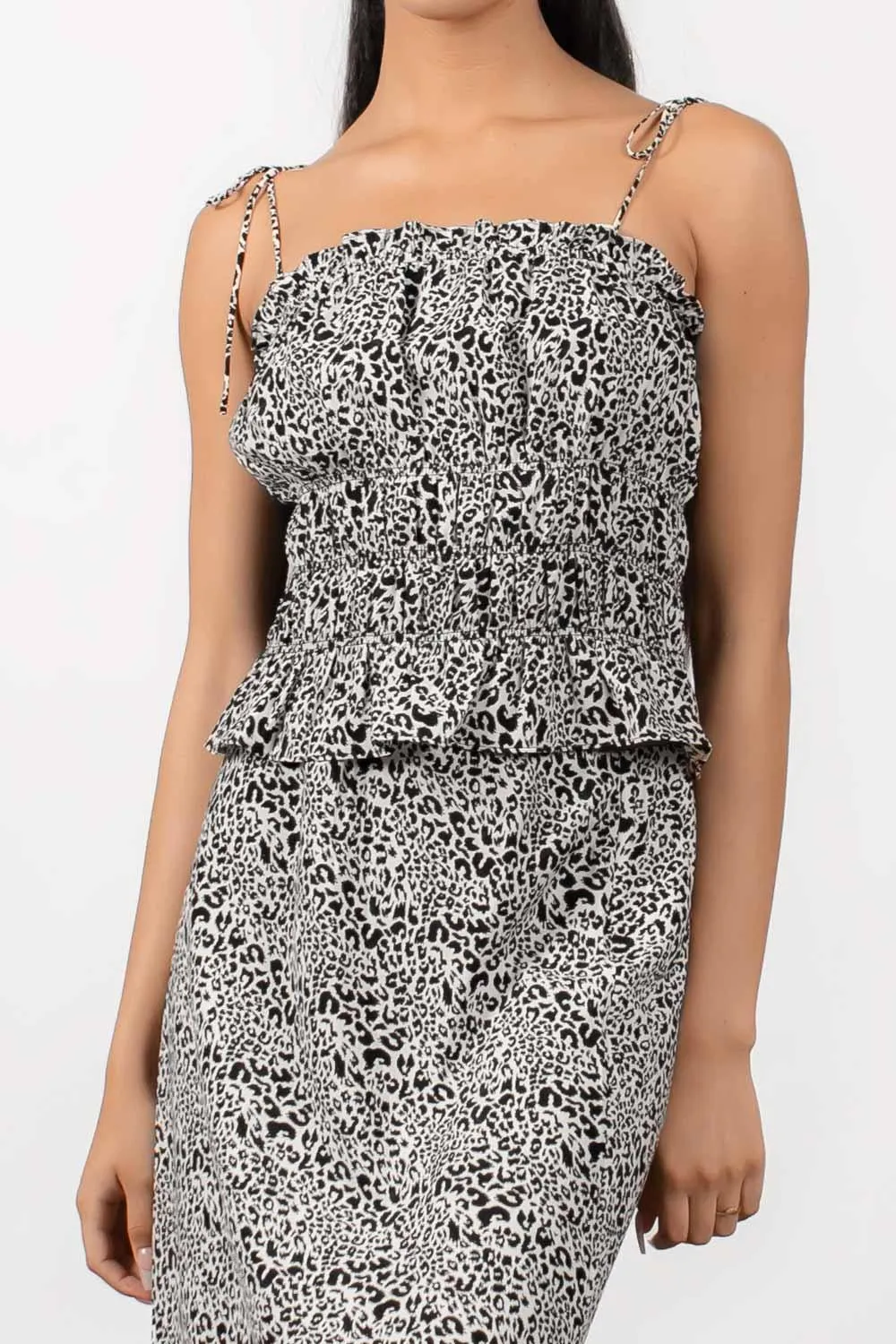 SILK RUCHED CAMI - COVINA LEOPARD