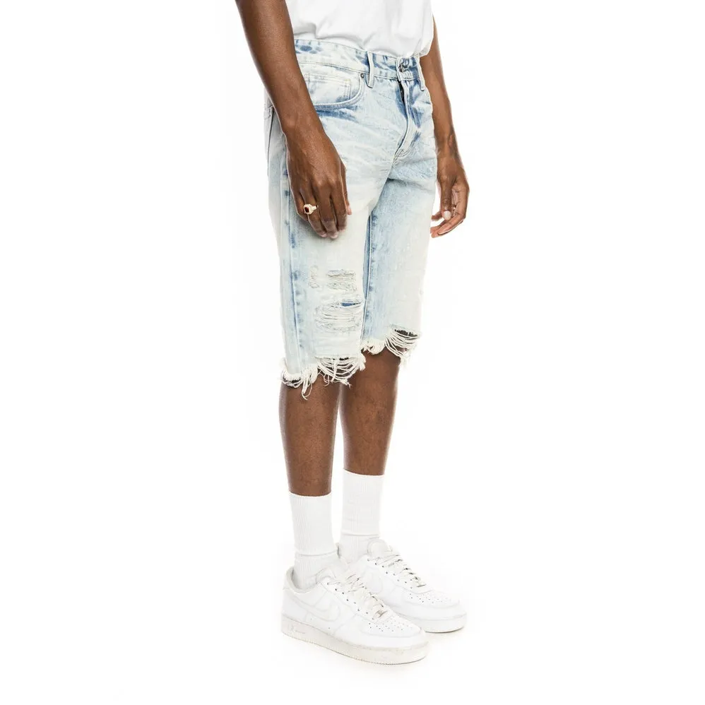Slim Basic Jean Shorts - Plaster Blue