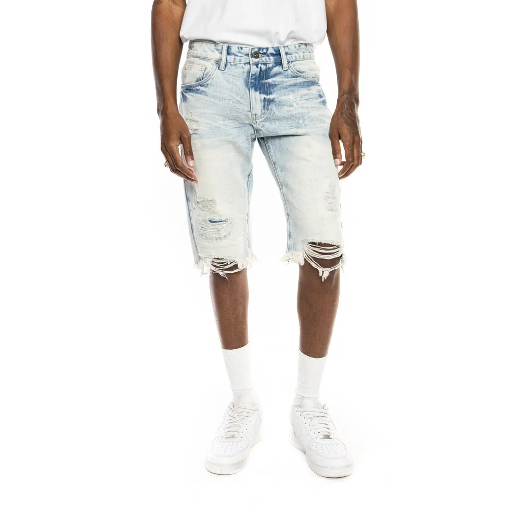 Slim Basic Jean Shorts - Plaster Blue