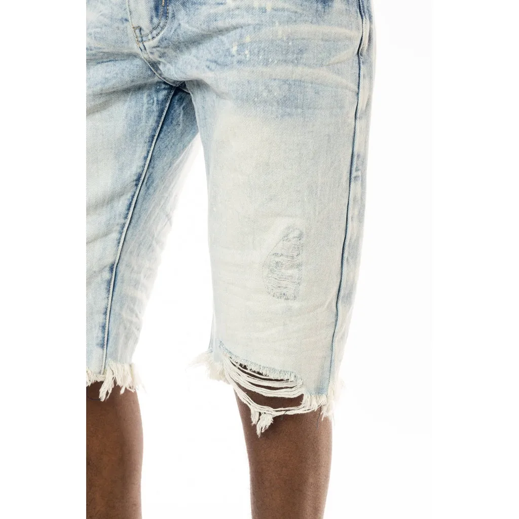 Slim Basic Jean Shorts - Plaster Blue