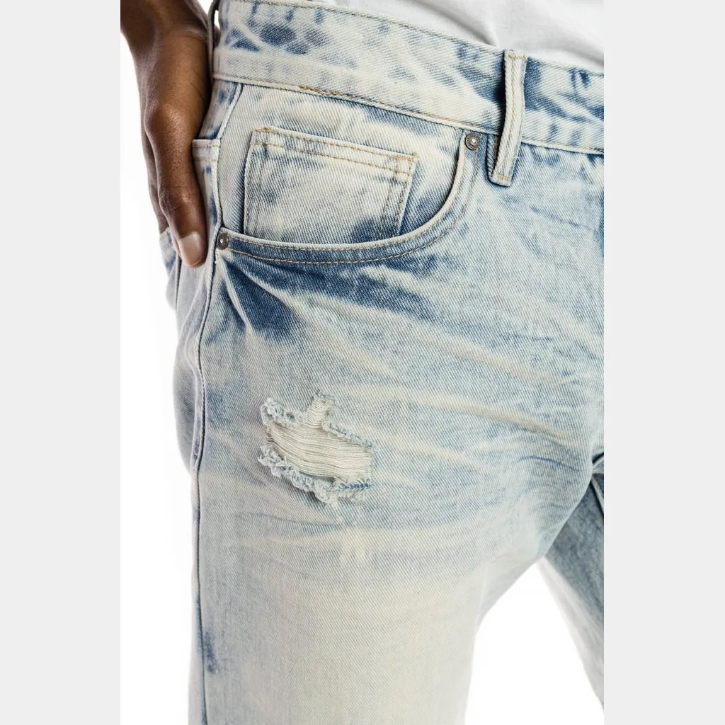 Slim Basic Jean Shorts - Plaster Blue