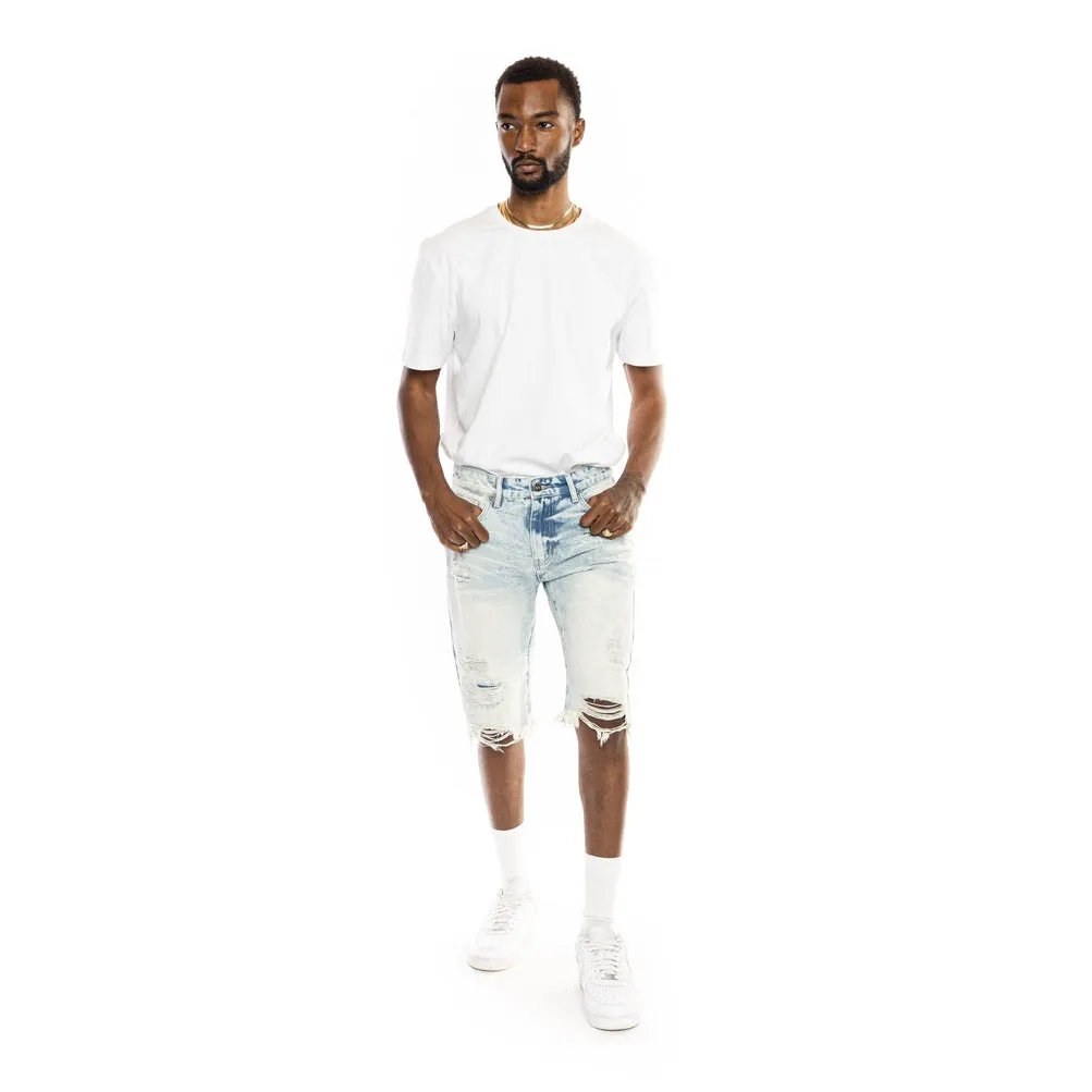 Slim Basic Jean Shorts - Plaster Blue