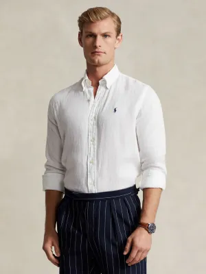 SLIM FIT LINEN SHIRT Hvit