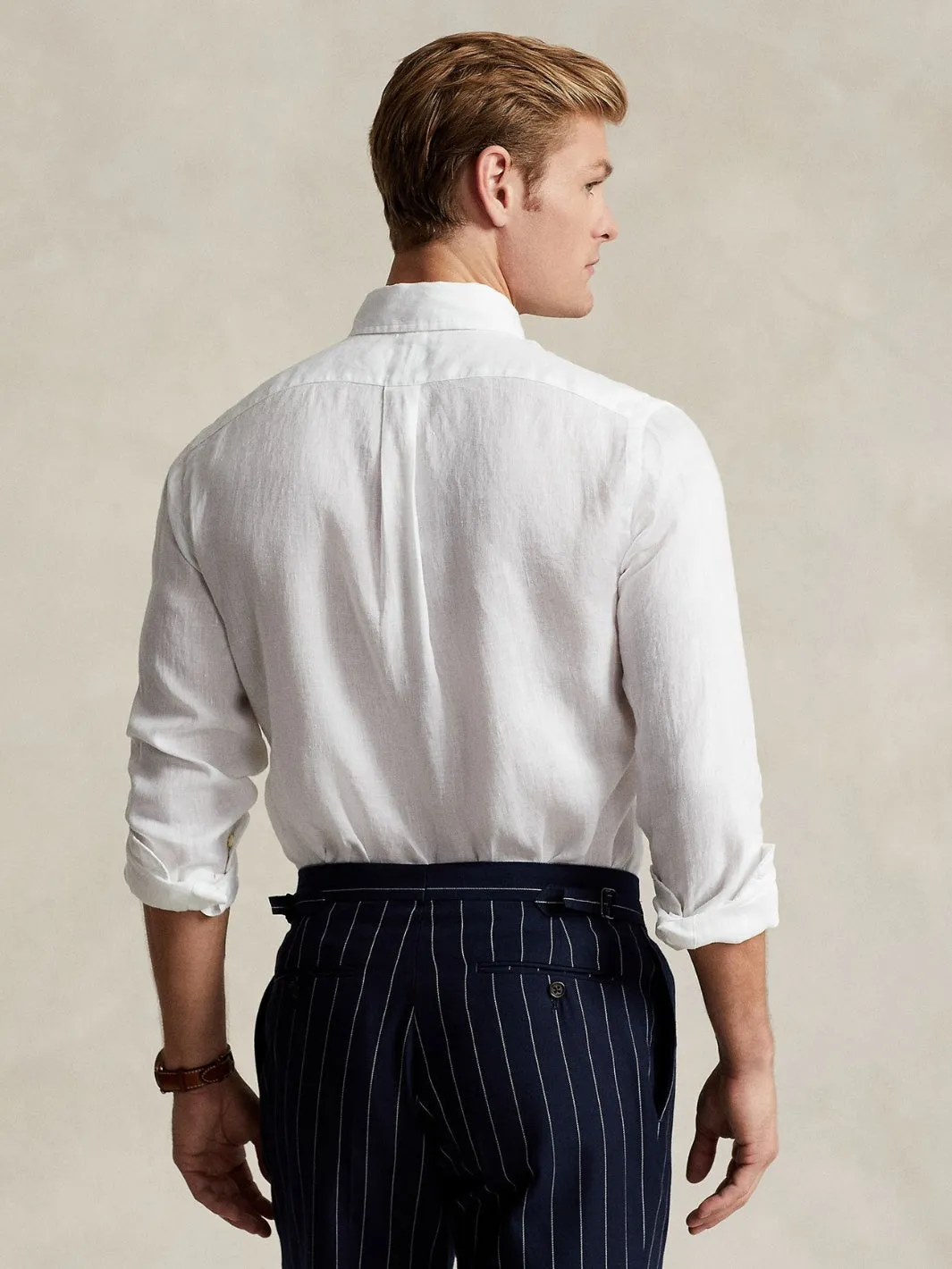 SLIM FIT LINEN SHIRT Hvit