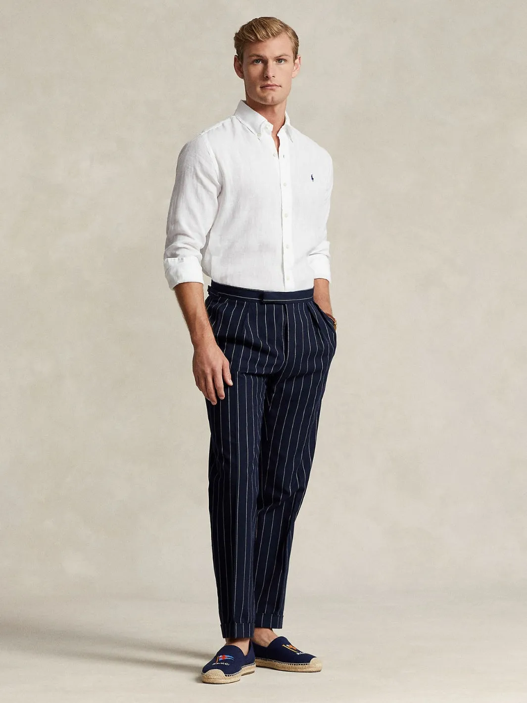 SLIM FIT LINEN SHIRT Hvit