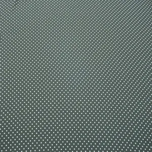 Small White Polka Dots on Black Background Printed Crepe Fabric