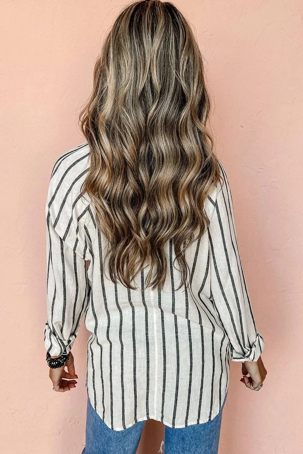 Stripe Chest Pocket Buttoned Shirt