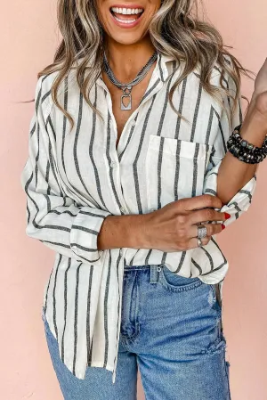 Stripe Chest Pocket Buttoned Shirt