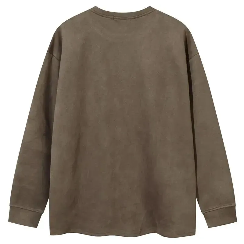 Suede Embroidered Gothic Long Sleeve Shirt