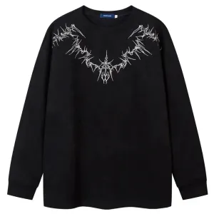 Suede Embroidered Gothic Long Sleeve Shirt