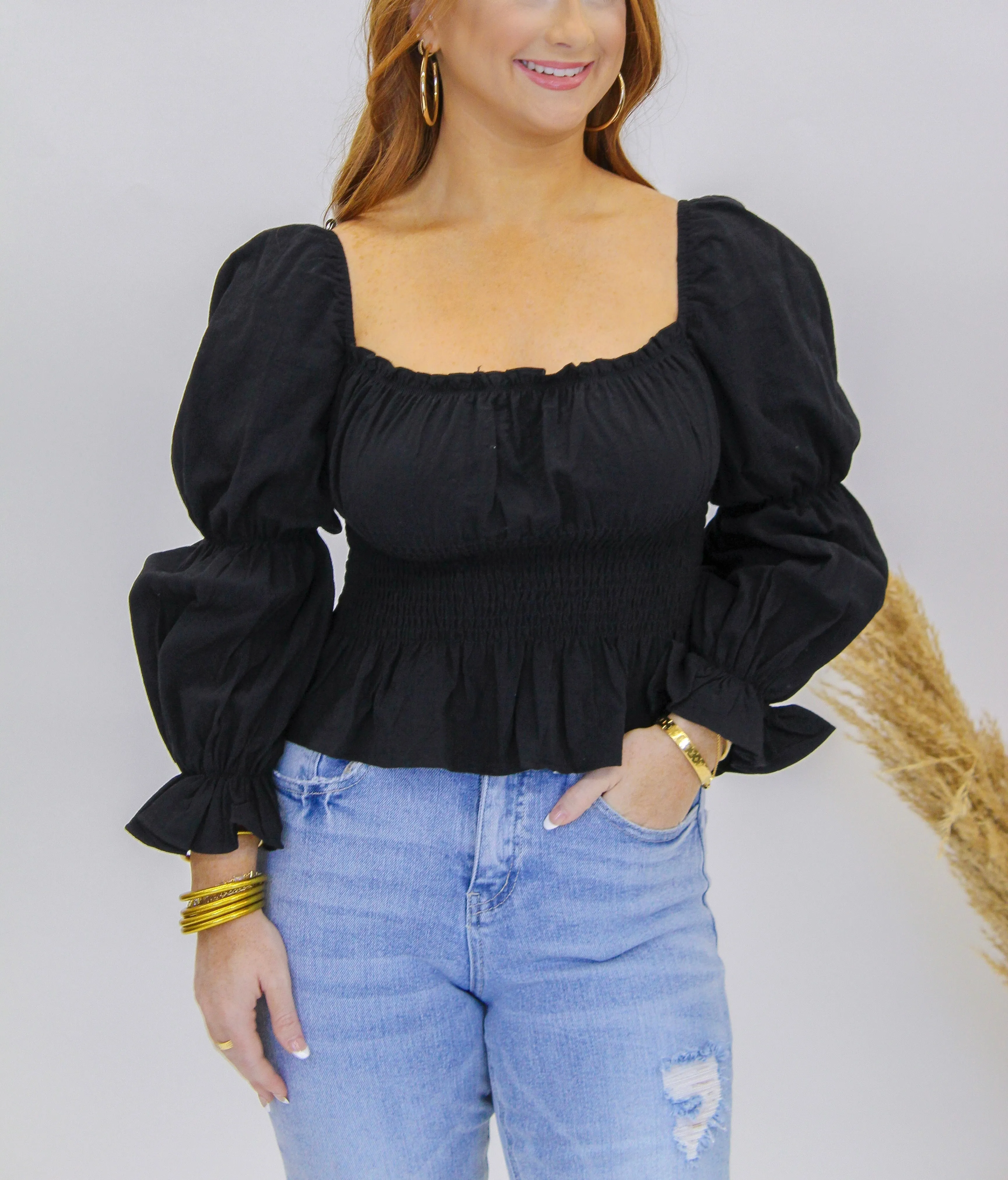 Sweet Kisses Smocked Peplum Top