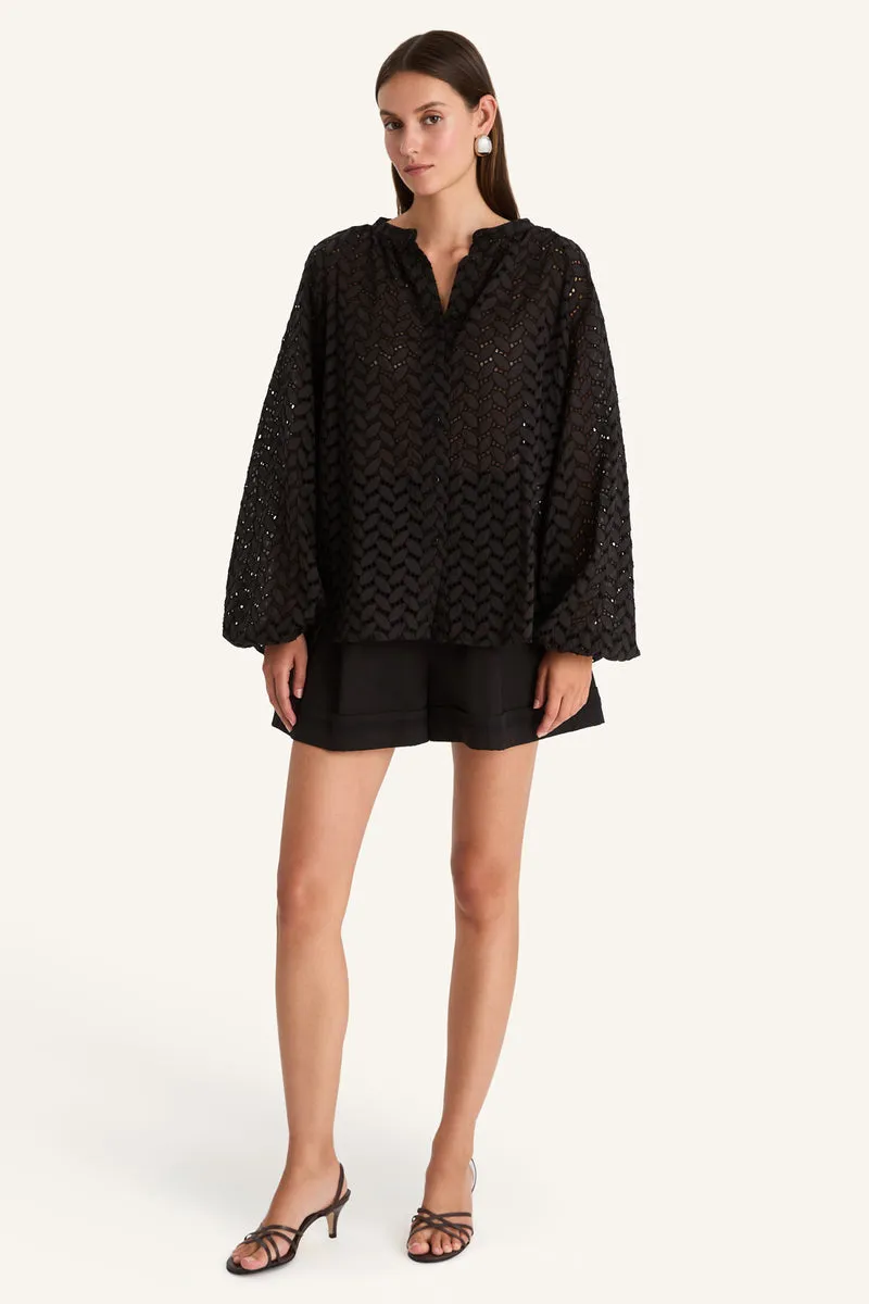 Tiana Eyelet Top in Black
