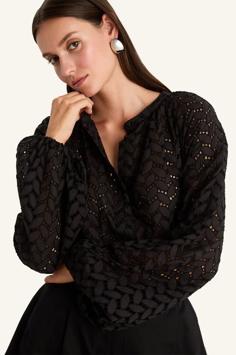 Tiana Eyelet Top in Black