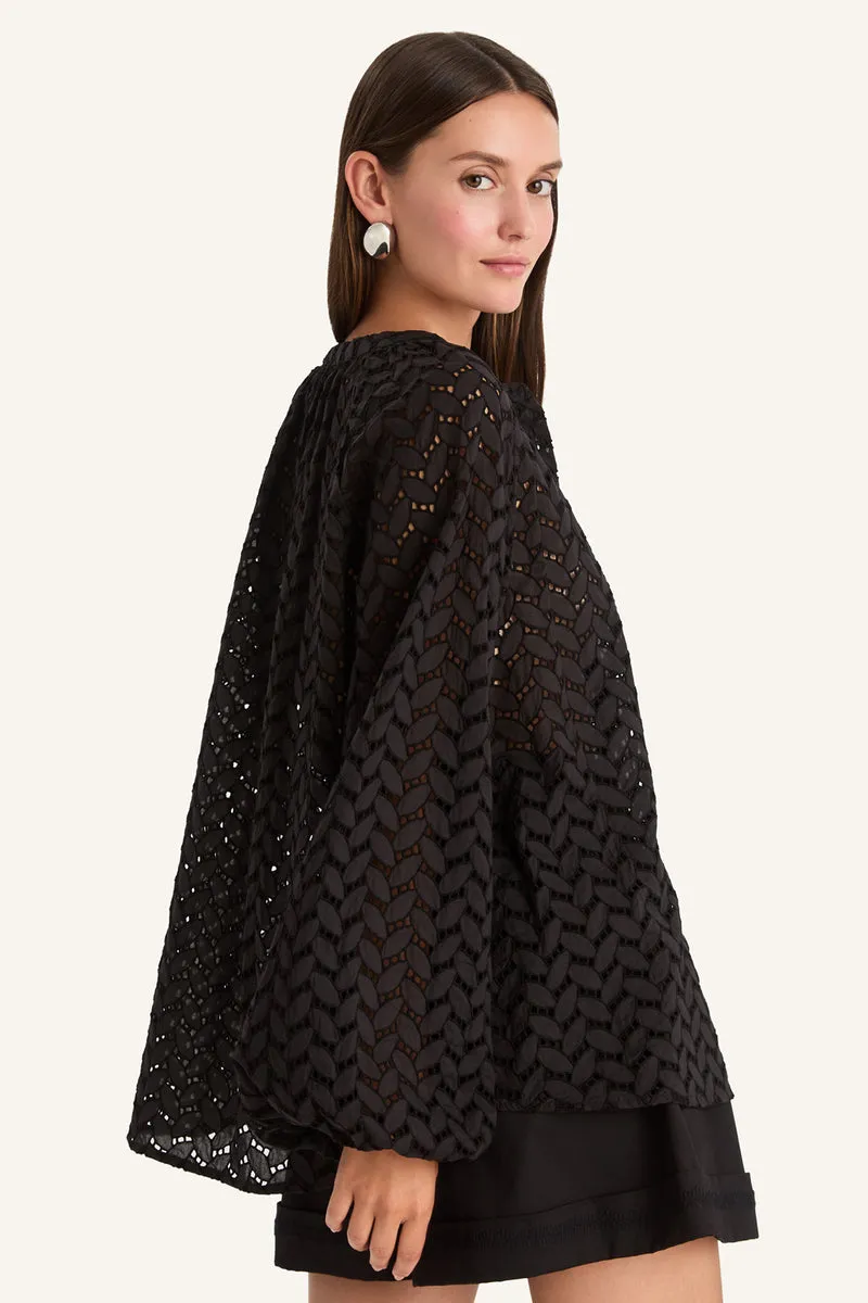 Tiana Eyelet Top in Black