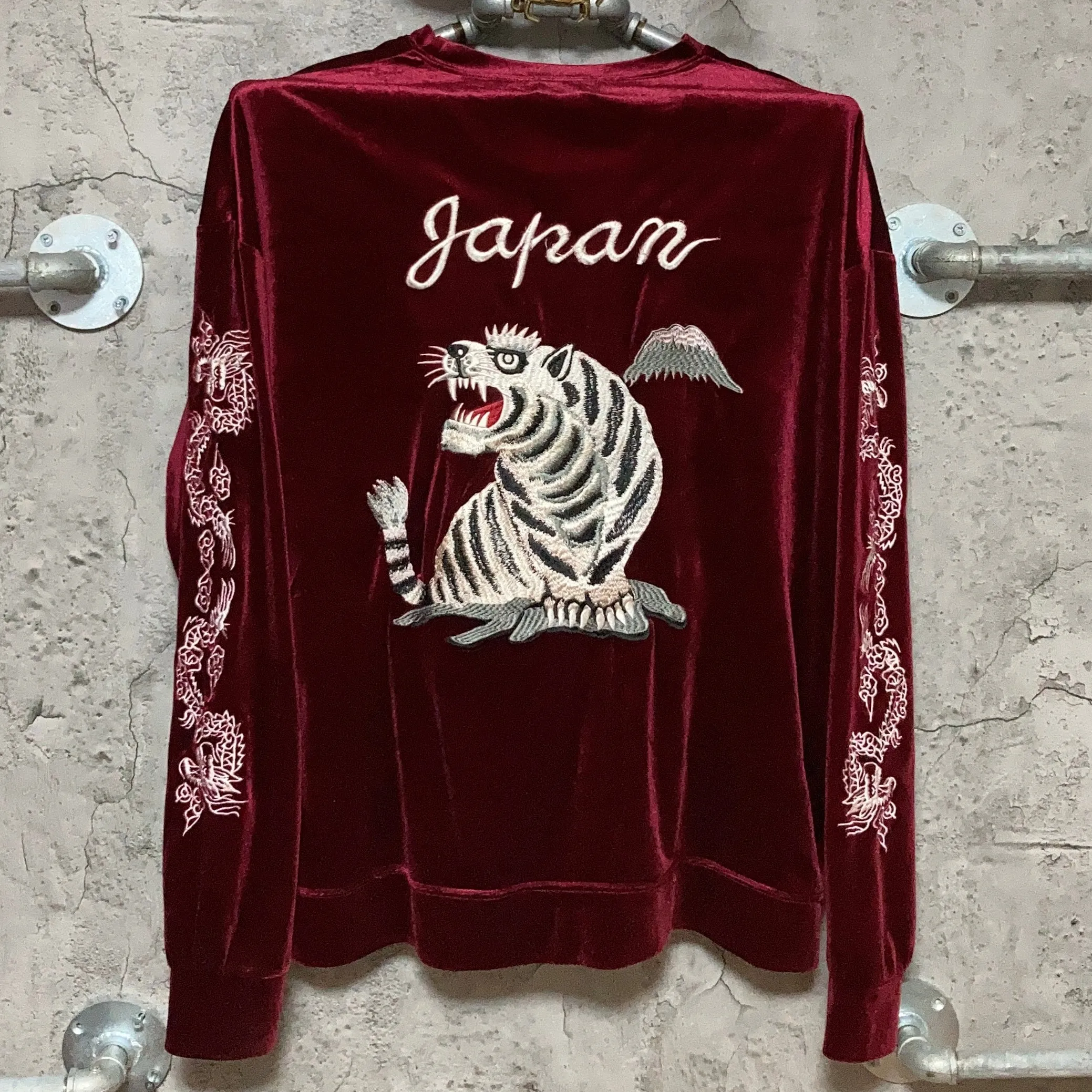 tiger & dragon embroidered tops