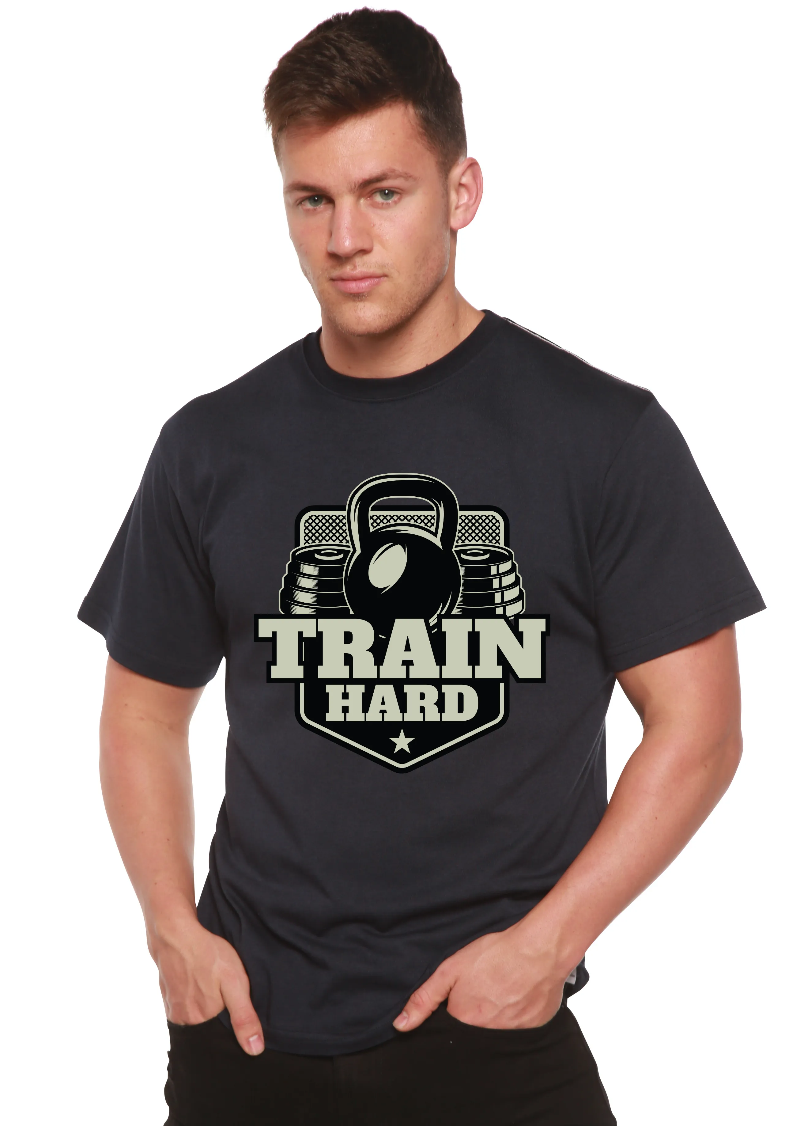 Train Hard Men's Bamboo Viscose/Organic Cotton Short Sleeve Graphic T-Shirt