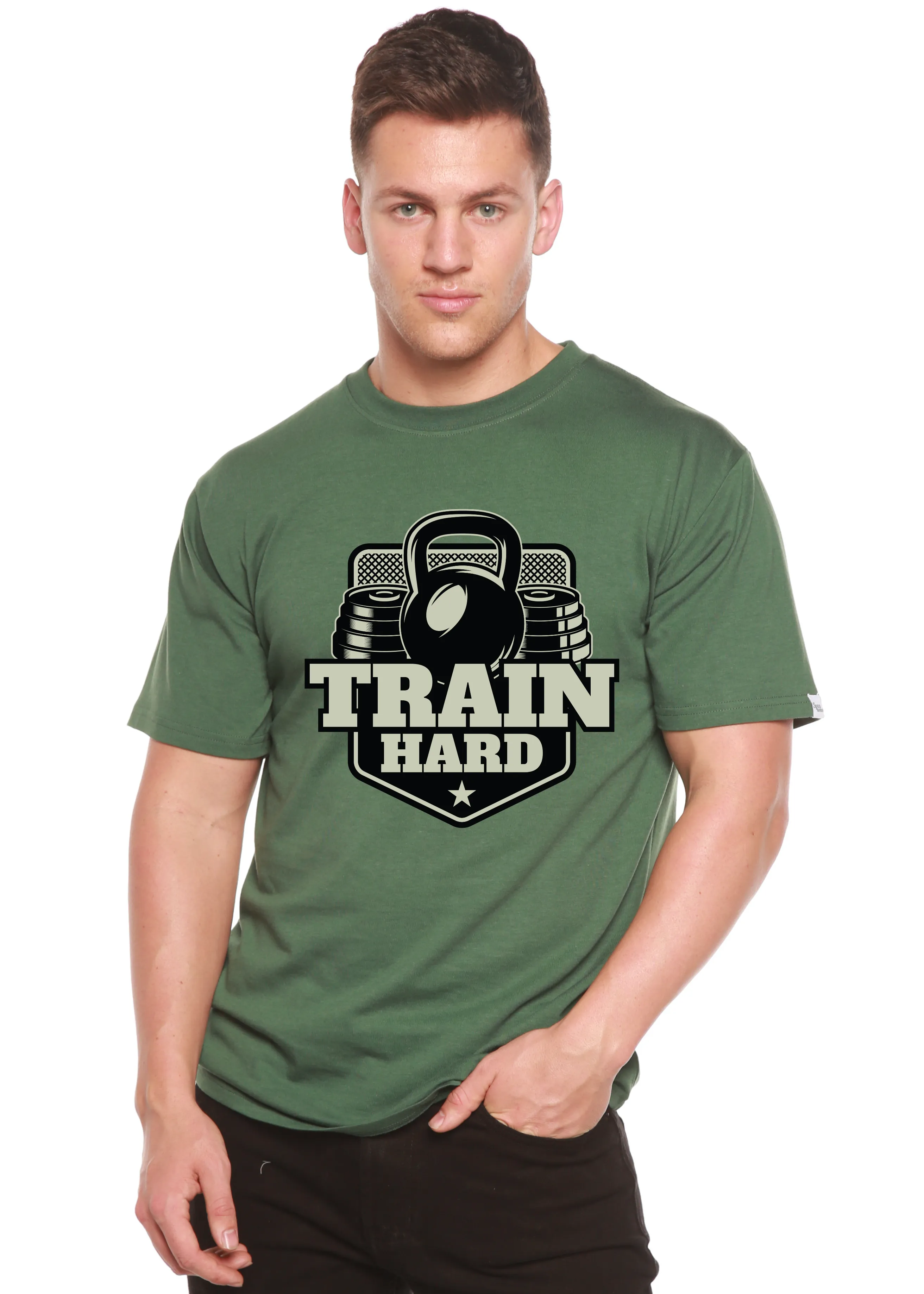 Train Hard Men's Bamboo Viscose/Organic Cotton Short Sleeve Graphic T-Shirt